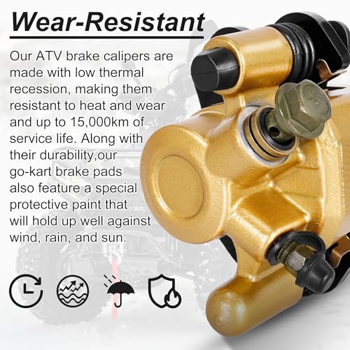 RUTU Rear Brake Caliper Go Kart Brake Kit with Brake Pads - color: Gold, size: Right exhaust screw