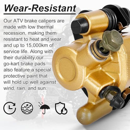 RUTU Rear Brake Caliper Go Kart Brake Kit with Brake Pads - color: Gold, size: Right exhaust screw
