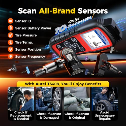 Autel MaxiTPMS TS408 TPMS Relearn Tool, 2026 TPMS Programming Scanner Lite Ver. of TS501 Pro TS508WF TS601, Activate/Relearn/Read Sensors, Program MX-Sensor 315/433MHz, Lifetime Free Updates
