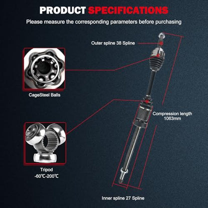 CCIYU CV Axle Shaft Assembly for Ford Flex/Taurus/X 2008-2014 - NCV11531 - size: 17-9587