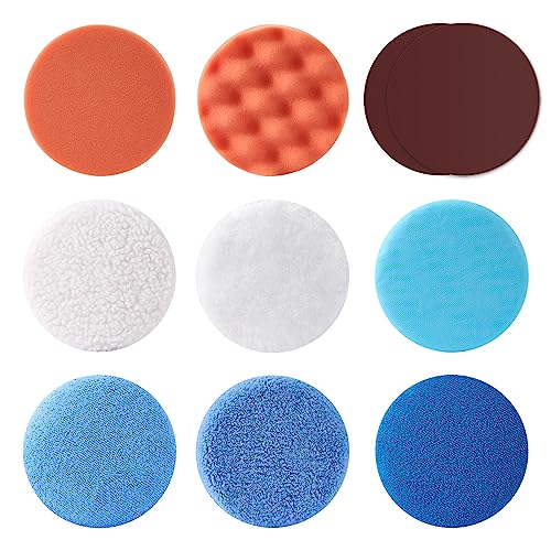 Saker Cordless Buffing Bonnet Pad - 6 Inch 10PCS Polishing Kit for Car Detailing, incl. Sponge for Waxers and Polisher, (X28214)