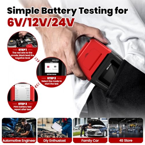 Car Battery Tester with Built-in Printer OBDMONSTER BM550U, 6V/12V/24V - color: Black+Red