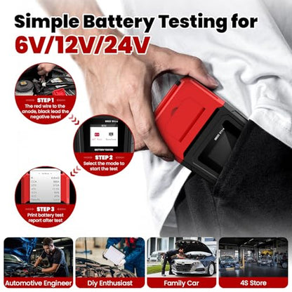 Car Battery Tester with Built-in Printer OBDMONSTER BM550U, 6V/12V/24V - color: Black+Red