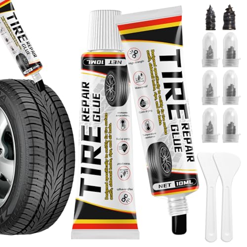 Tire Repair Glue Kit, 2-Pack 10 ml Rubber Cement with 8 Nails