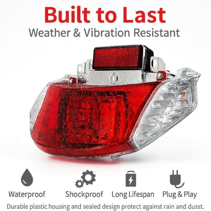 GY6 LED Rear Tail Light Assembly for 50cc 125cc 150cc Scooters and Mopeds