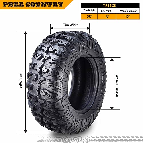 Free Country Premium ATV/UTV Tires 25x8-12 / 8PR with Side Scuff Guard, Pk2 - size: 25X8-12