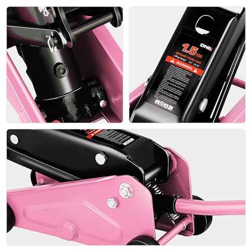 DNA Motoring Low Profile Hydraulic Trolley Service/Floor Jack, 1.5 Ton (3000 lbs) Capacity, Lifting Range 5.5"-15.35", Pink, TOOLS-00675-PK - color: Pink, style: 1.5 ton