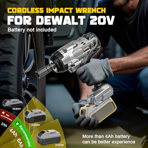 1800 Ft-lbs (2440Nm) Cordless Impact Wrench 1/2" Compatible with DeWalt 20V - size: 1/2 inch, style: Compatible with Dewalt 20V Battery (Bare Tool)