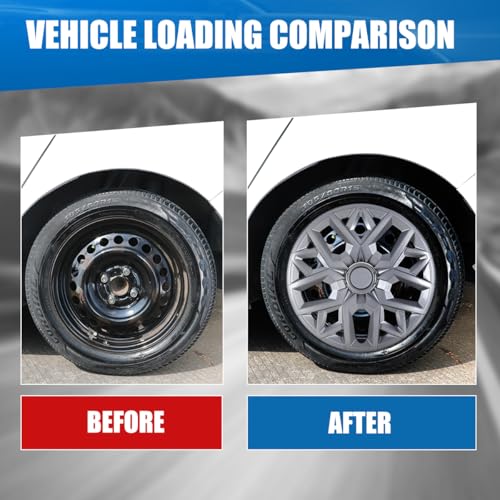 Winjet 14'' Premium Universal Hubcaps Set of 4 Steel Wheel Rims Cover,PP Material Wheel Cover Replacement R14 Hub Caps,Snap-On,Auto Tire Replacement Exterior Cap(14 Inch,Lacquer) - color: Lacquer(5181-B-14), size: 14 inch