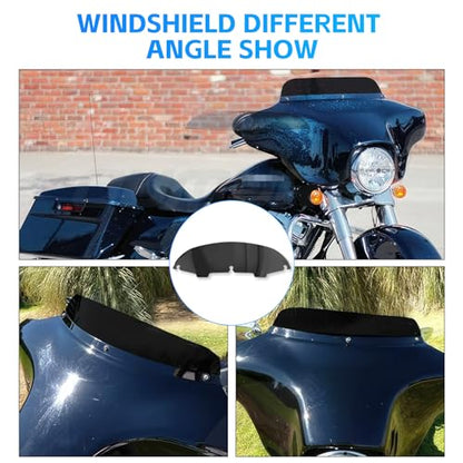 Rich Choices 4.5" Motorcycle Windshield Windscreen Black Compatible with Harley Davidson Touring Street Glide Electra Glide FLHT FLHTCU Ultra Classic Glide FLHX FLHTK Tri Glide 1996-2013 - color: Black, size: 4.5inch