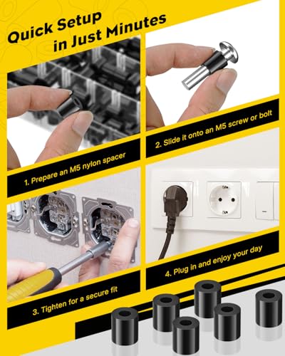Vibit 200 Pcs M5 Nylon Spacers for Screws, ID 5 mm & OD 11 mm, 12 mm Length, Non-Threaded Plastic Spacers Round Spacers for M5 Screws, Electrical Outlet Spacers, Screw Spacers for Circuit Board, Black - size: M5,200PCS