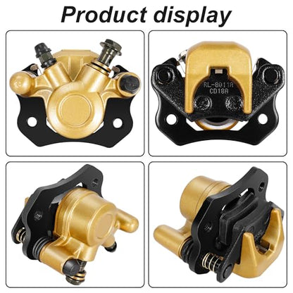 RUTU Brake Caliper for Chinese ATV Quad Golden Go Kart Brake Caliper - color: Gold, size: Left exhaust screw