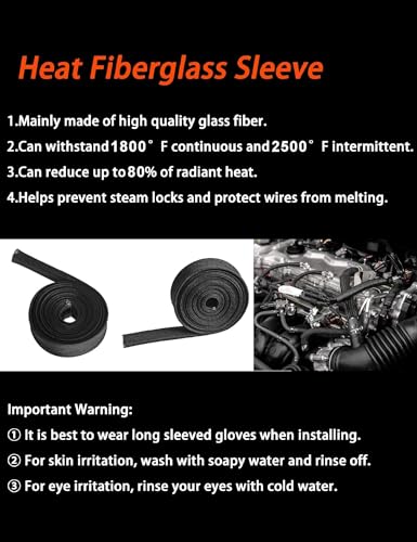 Fuel Line Heat Shield Wire Heat Shield Heat Shield Sleeve Auto Hose Spark Plug Wire Heat Shield diesel heater exhaust sleeve 2500 Degree for Car&Auto Wire Loom Brake Cable (1/2"IDX10',Black) - color: Black, size: 1/2" IDX10'