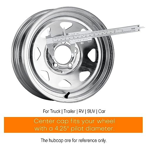 4.25inch Trailer Wheel Center Caps Fit 4.25" Center Bore Truck Trailer RV SUV Wheels Rims, Carbon Steel Chrome Silver 4 Pack Hub Covers, Height 3.72 in - color: Chrome Silver, size: 4.25in Hub Hole, 3.72in Tall