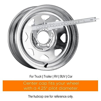 4.25inch Trailer Wheel Center Caps Fit 4.25" Center Bore Truck Trailer RV SUV Wheels Rims, Carbon Steel Chrome Silver 4 Pack Hub Covers, Height 3.72 in - color: Chrome Silver, size: 4.25in Hub Hole, 3.72in Tall