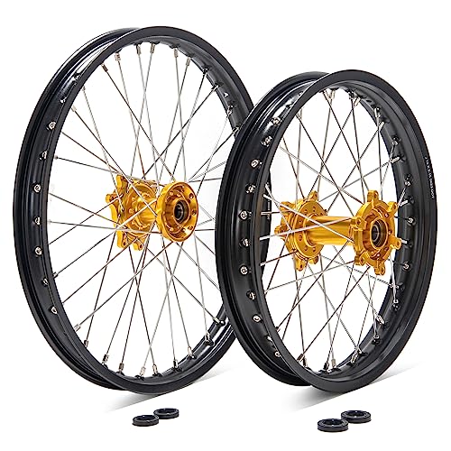 TOFR 21" 18" CNC Front Rear Wheels Rims Hubs Set for Surron Ultra Bee - color: Gold, size: 21" Front 18" Rear