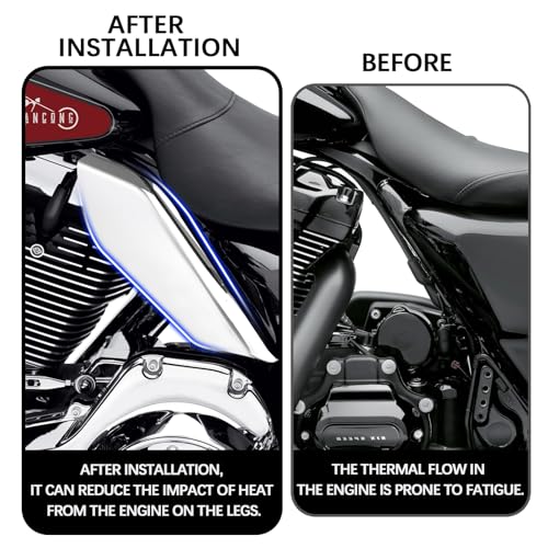 Heat Shields for Harley Davidson Touring Street Glide Road Glide Electra Glide Road King Ultra Limited Tri Glide CVO 2017-2024 2025, Gloss Chrome - color: Chrome