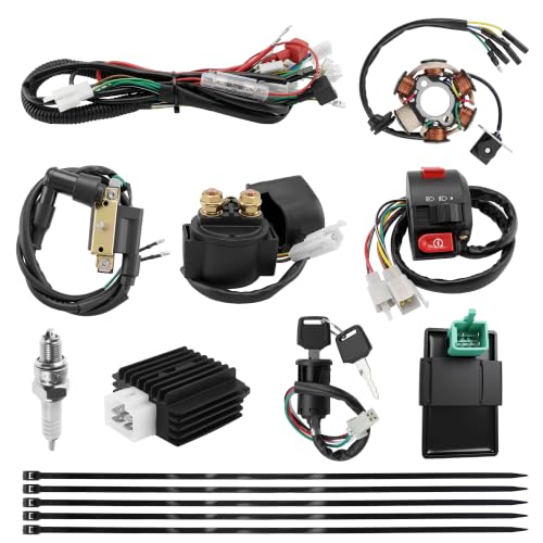 PRO BAT Chinese ATV Electrical Wiring Harness 5-Pin AC CDI 6-Coil Stator - color: White Spark Plug, size: Full-wave Rectifier