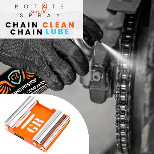 Grand Pitstop Motorcycle Wheel Cleaning Stand - Paddock Stand Replacement - Wheel Roller Stand for tire Cleaning & Chain Lubrication - GRoller Medium (Bikes < 485 lb & Tyre Width <180 mm) - color: Orange