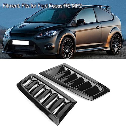Universal Car Hood Vent Scoop Kit, Cold Air Intake Louvers for Auto Cooling, Fit for RS MK2 Bonnet Cover (Glossy Black) - color: Glossy Black