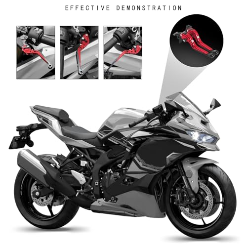 MFGZD Motorcycle Clutch Brake Levers Extendable Compatible with Yamaha MT-07 2014-2024 Long Brake Clutch Levers Foldable Aluminum Modified Brake Adjustable Handle (Red) - style: MT07 Red