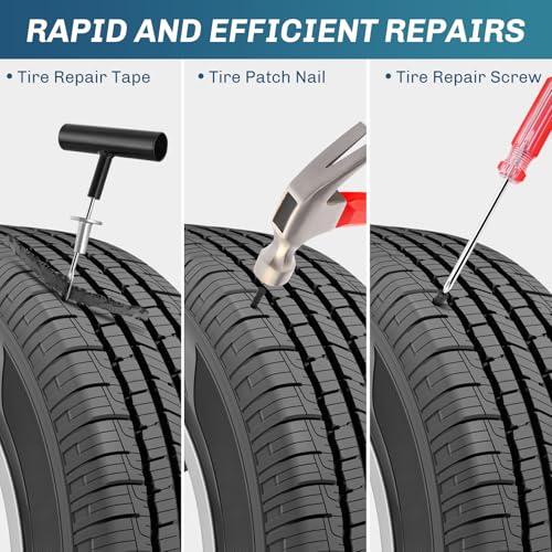 GOOACC Tire Repair Kit - 106pcs Heavy Duty Tire Plug Kit Flat Tire Puncture Repair Kit for Car, Motorcycle, ATV, UTV, RV, Tractor, Trailer - size: 106PCS