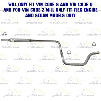 Exhaust Resonator Pipe, Extension Pipe and Muffler Compatible with Ford Taurus 2000-2007 3.0L | Stainless Steel | Northeastern Exhaust | Includes Clamps and Hangers | Direct-Fit Replacement