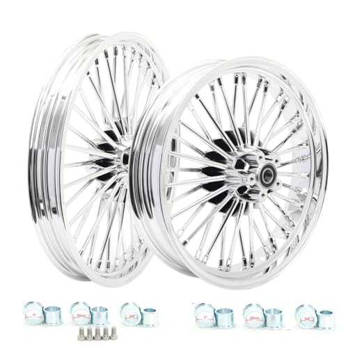 TOFR 21x2.15 18x3.5 Chrome Fat Spoke Wheels For Harley Dyna FXD FXDB 00-05 - color: Chrome, size: Front:21x2.15 Rear:18x3.5