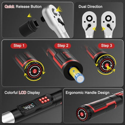 VANPO Digital Torque Wrench, 3/4", 22.1–442.5 ft-lb for Trucks - size: 3/4-Inch -01