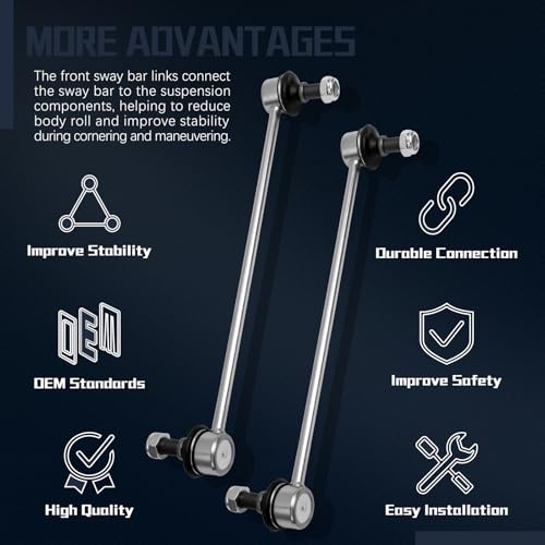 K750124 Stabilizer Sway Bar Links Front Compatible With 1999-2019 Acura ZDX/MDX,Honda Pilot/Odyssey,GMC Terrain,Chevrolet Equinox - size: K750124