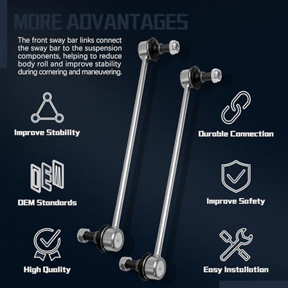 K750124 Stabilizer Sway Bar Links Front Compatible With 1999-2019 Acura ZDX/MDX,Honda Pilot/Odyssey,GMC Terrain,Chevrolet Equinox - size: K750124