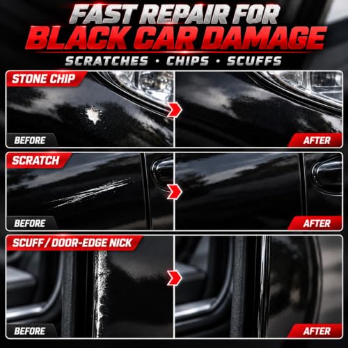Black Car Touch Up Paint Pen, Scratch Remover & Repair for Auto & Rims - color: Black