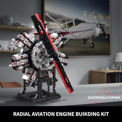 Mould King 10233 Radial Aviation Engine Building Blocks Sets, Engine Model kit That Run, Build Your Own STEM Model Engine, Engine Building Engineering Toys (3089+PCS) - style: 10233 Engine Model