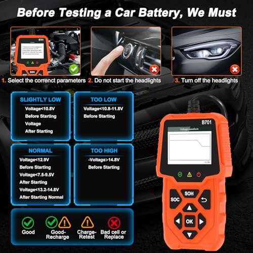 Car Battery Load Tester 12V 24V, 100-2000 CCA with Cloud Printing - color: Orange