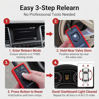 1 PC TPMS Relearn Reset Tool, Tire Pressure Sensor Programming Tool EL-50449, TPMS Reset Device for Sensor Activation, Compatible with Ford Lincoln Mercury (Black)