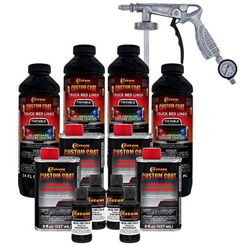 Custom Coat Black Metallic Urethane Spray-On Truck Bed Liner Kit, 1 Gallon - color: Black Metallic, size: 1 Gallon Kit with Gun