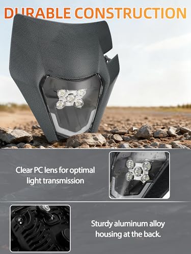 JFG RACING Dirt Bike Universal Headlight LED,Carbon Fiber Pattern - color: imitation carbon fiber
