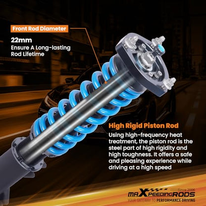maXpeedingrods Coilover for Mazda CX-5 FWD/AWD 2013-2016, 24 Levels Damper Adjustable Coilovers Suspension Kit, Height Adjustable Shock Absorber Struts, T6 Upgraded Lowering Kits Blue