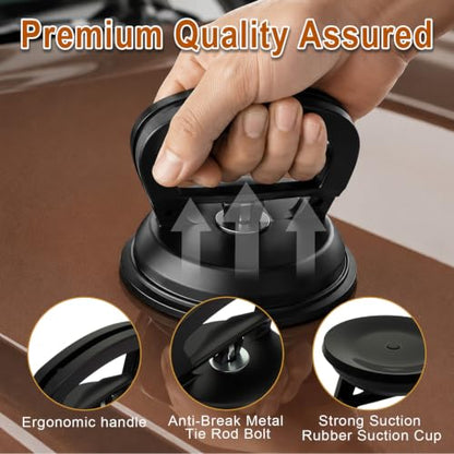 Dent Puller Kit 3-Pack - Car Dent Remover Tool with 1 Large Black & 2 Small Orange Suction Cups, Paintless Dent Repair Kit for Car Body, Glass Lifting, Tile Puller, Sheet Metal & Moving Objects