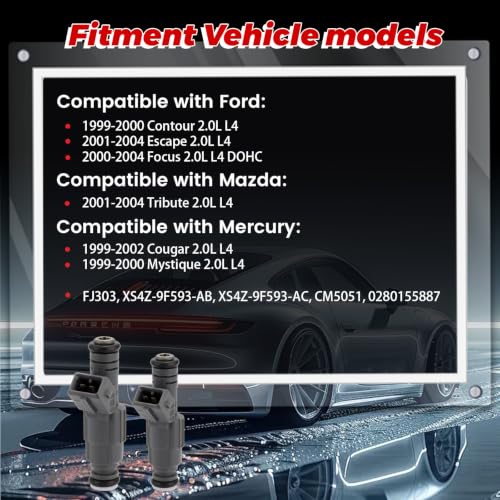 4-Pack Fuel Injectors Set | Compatible with Ford Contour Escape Focus Mazda Tribute Mercury Cougar Mystique 2.0L L4| Replaces FJ303 XS4Z-9F593-AB CM5051 - size: 4 X FJ303
