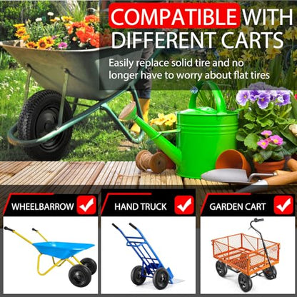 4.80/4.00-8" Flat-free 14.5" Heavy Duty Wheelbarrow Wheel and Tire (Black） - color: Black, size: 1 Pack