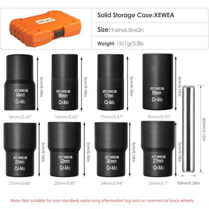 XEWEA 9PCS Lug Nut Extractor Set, 1/2" Drive Impact Bolt Nut Socket Remover - color: 9pcs 1/2" Drive