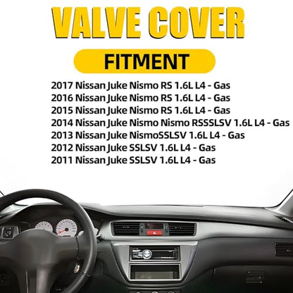 Upgrade Valve Cover Compatible with Nissan Juke 1.6L L4 2011 2012 2013 2014 2015 2016 2017 Gas Replace 13264-1KC1A