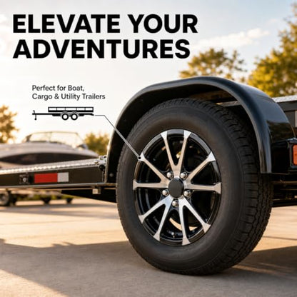 eCustomrim 2-Pack Aluminum Trailer Wheel 15X5 5 Lug T07 V-Spoke Black Rim