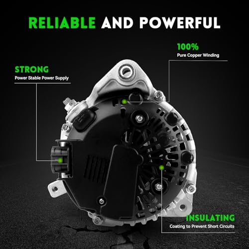 11256N Alternator Replacement for 2007-2019 Nissan Armada Frontier Pathfinder Titan Xterra 5.6L V8 4.0L V6, 2008-2010 Infiniti QX56, 2009-2012 Equator, 23100-ZH00A 23100-ZH00B TG15C113 - size: 11256N