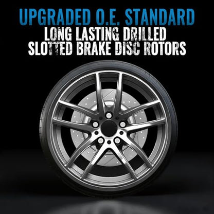 Front and Rear Drilled Slotted Brake Disc Rotors Fit for Toyota Camry 2018 2019 L/SE/LE 2020 2021 2022 2023 2024 FWD, Replacement 12inch & 11.06inch Rotor