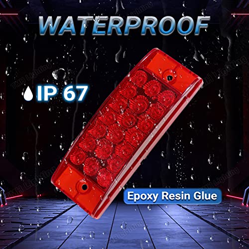 TMH 2 Pcs 6 Inch Rectangle Red Lens Light 20 LED Trailer Brake Stop Signal Lights Two Step Bright Waterproof Compatible with Trucks Super Duty Pickup Caravan SUV 12V DC - color: Red (2 Pcs)