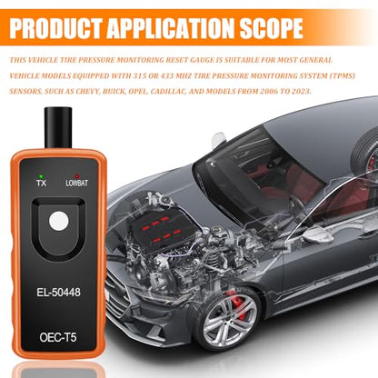 TPMS Relearn Tool for Tire Sensor, TPMS Programming Tool, EL-50448 OEC T5 Tire Pressure Monitor System Activation and Reset, System Programming Training Sensor Compatible with Most Vehicles