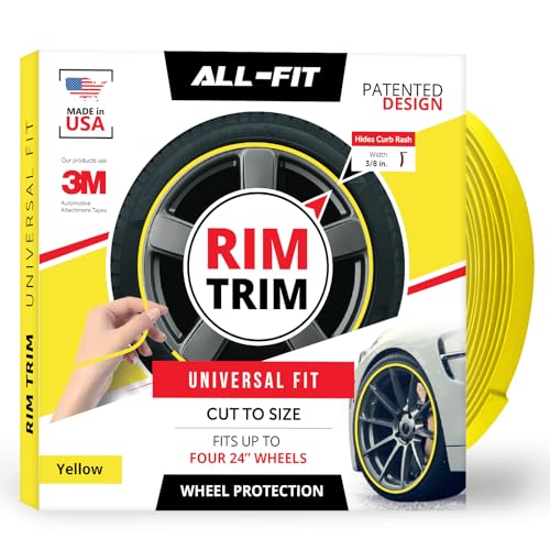 All-Fit Automotive Rim Trim – Fits Up to 4 24" Wheels (3/8″ Width - Yellow) - color: Yellow