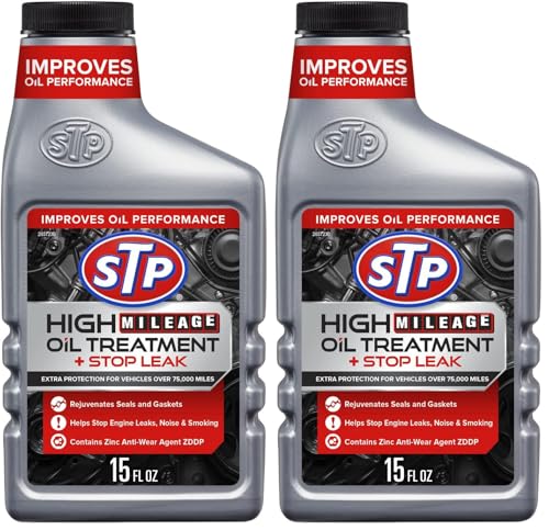 STP High Mileage Oil Treatment + Stop Leak - 15 FL OZ (Pack of 2) - size: 15 OZ (Pack of 2)